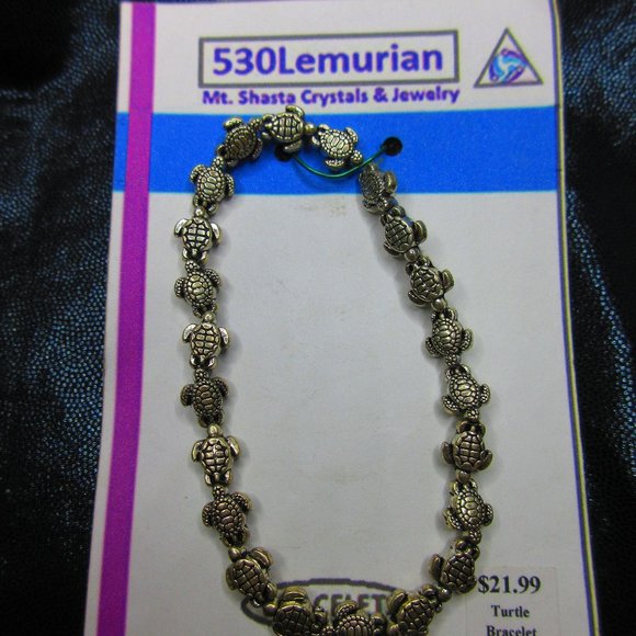 Sea Turtles Silver Plated Jewelry 7" Stretchy Bracelet - Picture 1 of 3